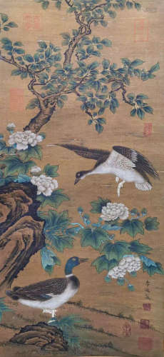Li Di's silk flowers and birds in ancient China
