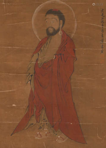 Chinese ancient Chen Hongshou silk arhat painting