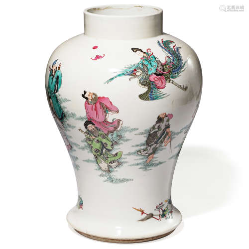 十九世纪 粉彩八仙庆寿图罐