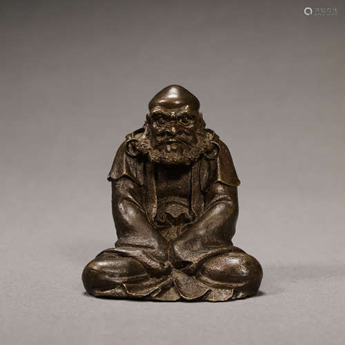 CHINESE MING DYNASTY BRONZE BODHIDHARMA STATUE