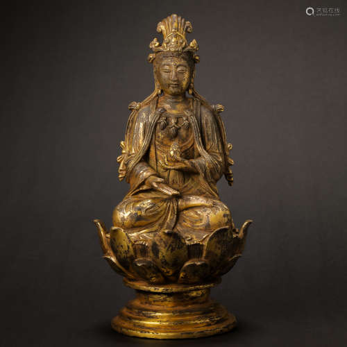 BRONZE GILDED BUDDHA SEATED STATUE IN THE LIAOJIN PERIOD OF ...