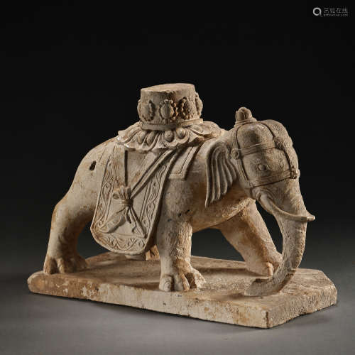 CHINESE TANG DYNASTY STONE ELEPHANT STATUE