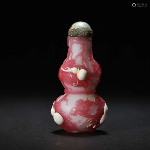 CHINESE QING DYNASTY GLASS GOURD SNUFF BOTTLE