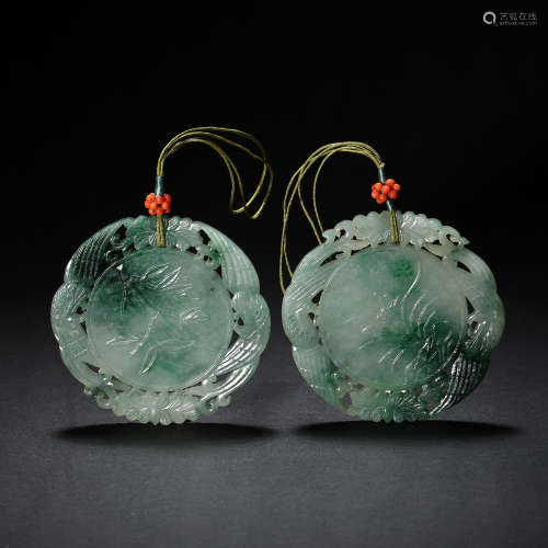 PAIR OF CHINESE QING DYNASTY JADEITE PLAQUES