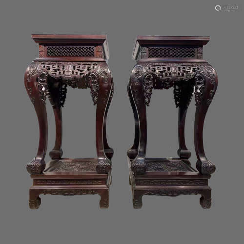 A PAIR OF HUANGHUALI WOOD INCENSE TABLE DURING THE REPUBLIC ...