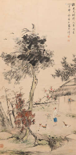 金梦石(1869-1952) 纳凉图