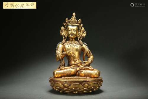 Gilt Bronze Statue of Women Buddha, “Ming Yongle Year Made” ...