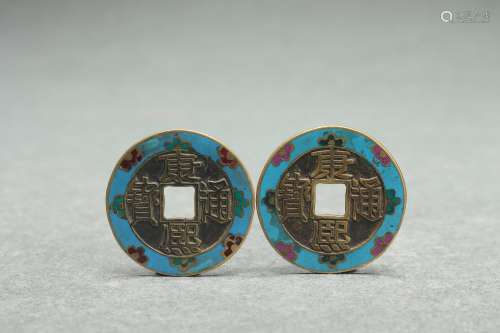 A Set Cloisonne Coins景泰蓝钱币一组