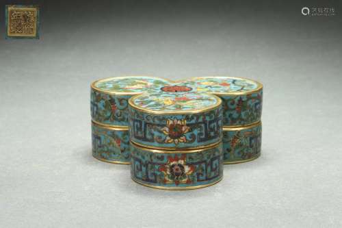 Cloisonne Covered Box, Qianlong Reign Period, Qing Dynasty清...