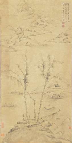 Landscape Sketch, Zha Shibiao査士标 素描山水