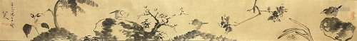 Flowers and Birds, Paper Hand Scroll, Zhu Da八大山人 花鸟 纸...