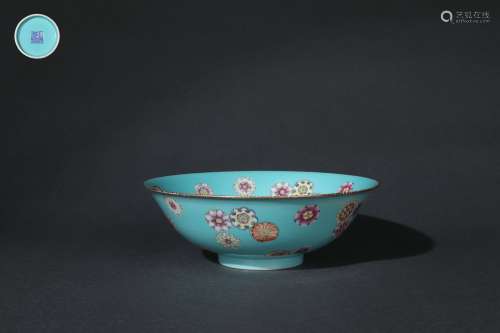 Turquoise Glazed Bowl with Floral Design, Qianlong Reign Per...