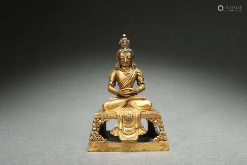 Gilt Bronze Statue of Amitayus Buddha铜鎏金无量寿佛