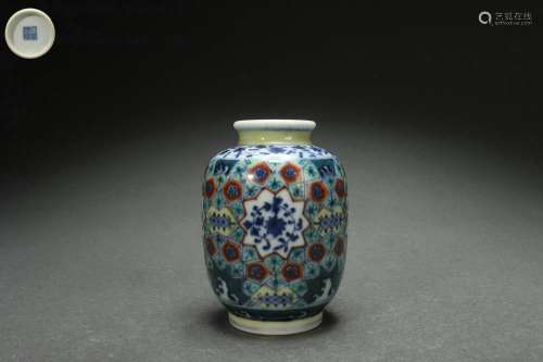 Contrasting Colored Lantern-shaped Vase with Interlaced Lotu...