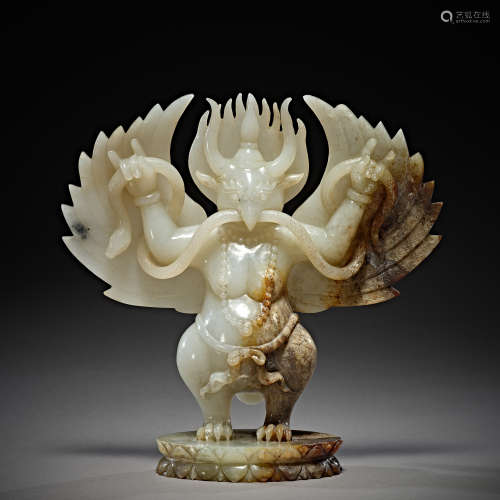 Yuan Dynasty of China,Hetian Jade Great Golden-Winged Peng B...