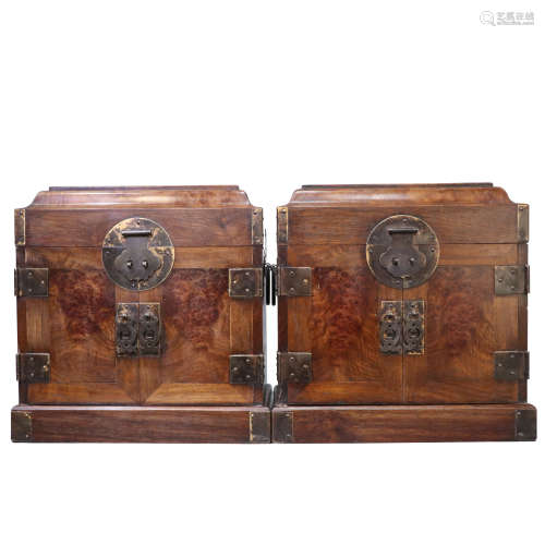 Qing Dynasty, Yellow Pear Official Case a Pair