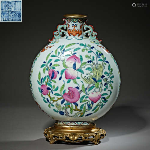 Qing Dynasty of China,Famille Rose Flat Bottle