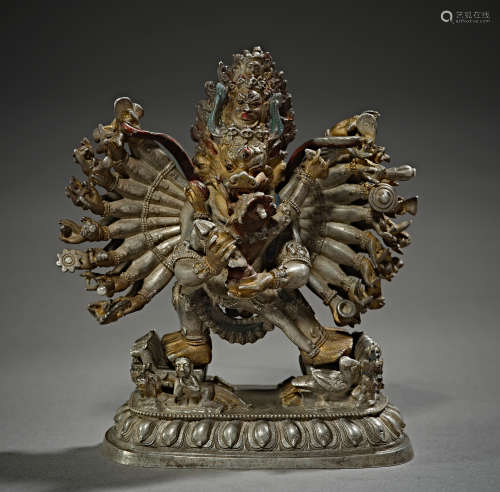 Qing Dynasty of China,Silver Yamantaka Statue