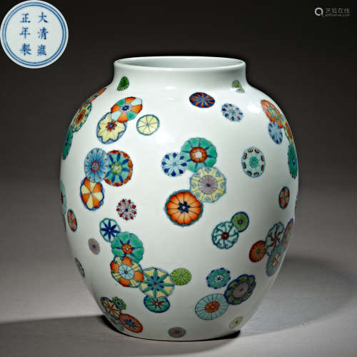 Qing Dynasty of China,Famille Rose Ball Flower Jar