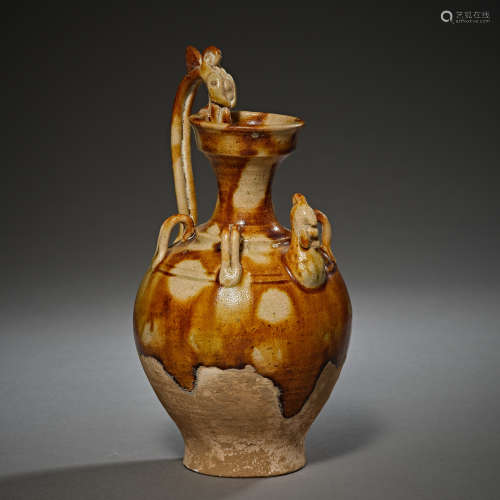 Tang Dynasty of China,Two-Colour Phoenix Head Bottle