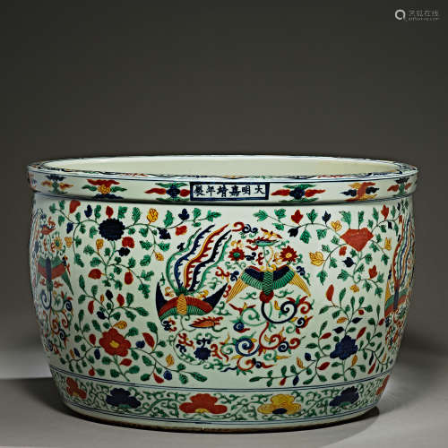 Ming Dynasty of China,Multicolored Phoenix Pattern Cylinder