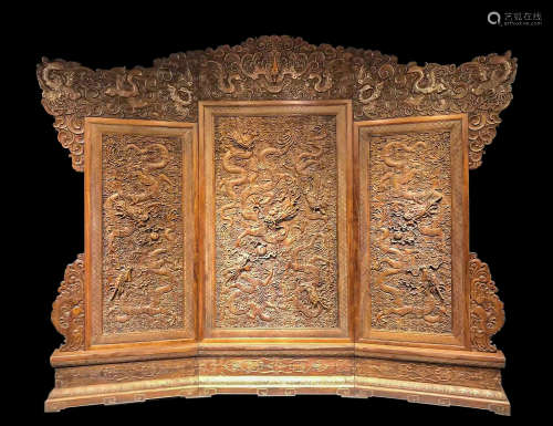 CHINESE ROSEWOOD SCREEN, QING DYNASTY