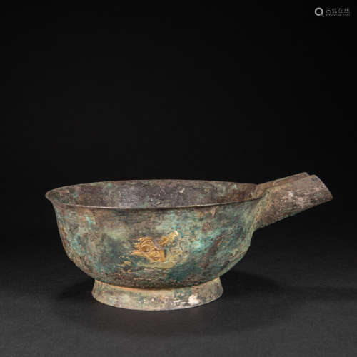 CHINESE STERLING SILVER GILT BOWL, TANG DYNASTY
