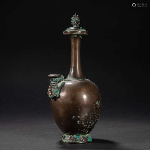CHINESE BRONZE PURIFICATION BOTTLE, TANG DYNASTY
