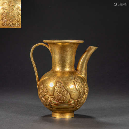 CHINESE COPPER GILDED POT, LIAOJIN PERIOD