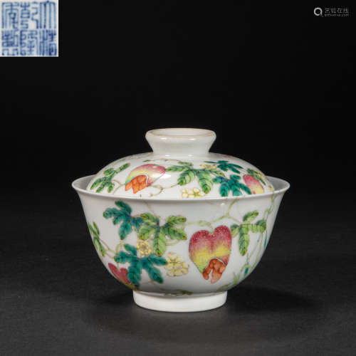 CHINESE FAMILLE ROSE LID BOWL, QING DYNASTY