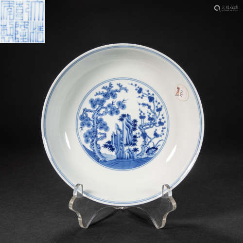 CHINESE BLUE AND WHITE PLATE, QING DYNASTY