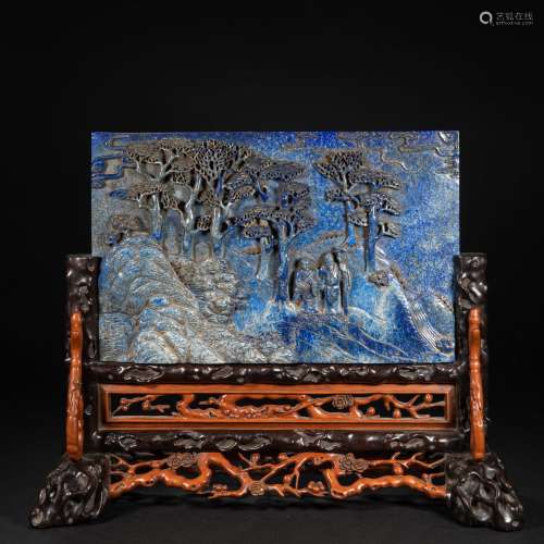 CHINESE LAPIS LAZULI INTERSTITIAL SCREEN, QING DYNASTY