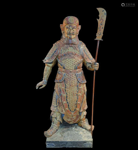 CHINESE BRONZE PAINTED GUAN GONG, MING DYNASTY