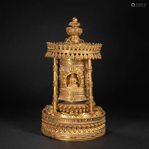 CHINESE BRONZE GILDED STUPA, QING DYNASTY