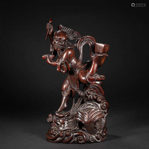 CHINESE ROSEWOOD ARHAT, QING DYNASTY