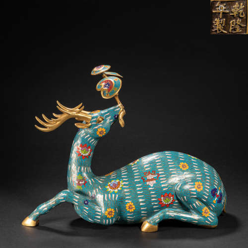 CHINESE CLOISONNÉ BLUE DEER, QING DYNASTY