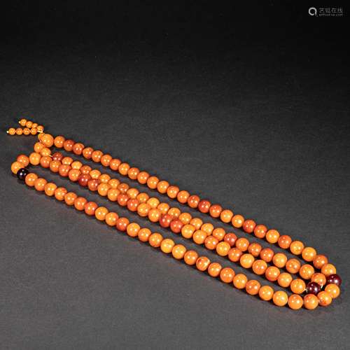 CHINESE WAX BUDDHA BEADS, QING DYNASTY