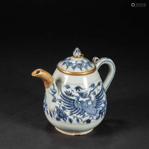 CHINESE BLUE AND WHITE POT, YUAN DYNASTY