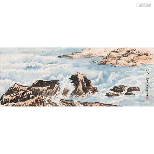 FU JUANFU (1910-2007) TWO INK PAINTINGS OF LANDSCAPES, 20TH ...