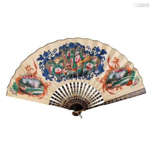 CANTON LACQUERED AND PAPER 'COIN' FAN QING DYNASTY, 19TH CEN...