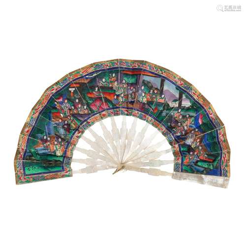 MOTHER OF PEARL 'TELESCOPIC' FAN QING DYNASTY, 19TH CENTURY