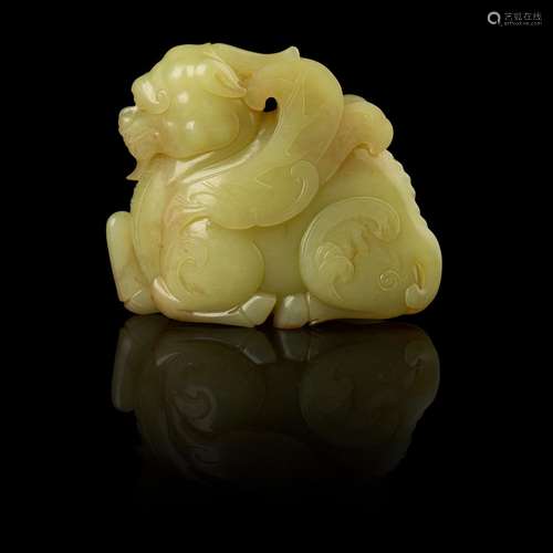 YELLOW JADE CARVING OF A QILIN QING DYNASTY, 18TH-19TH CENTU...