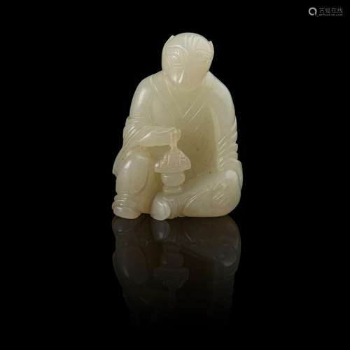 WHITE JADE CARVING OF A TIGER DEITY QING DYNASTY, 18TH CENTU...