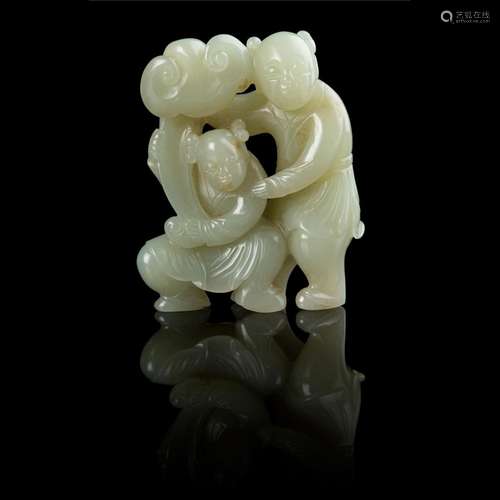 PALE CELADON JADE CARVING OF 'HEHE' BOYS MING DYNASTY, 17TH ...