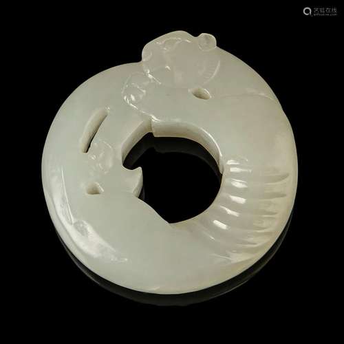 WHITE JADE CARVING OF A TIGER PENDANT QING DYNASTY, 18TH-19T...