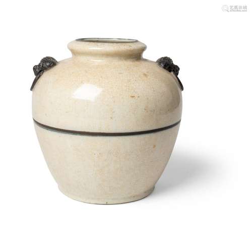 GE-TYPE CRACKLE-GLAZED 'TAOTIE' JAR XUANDE MARK BUT 19TH CEN...