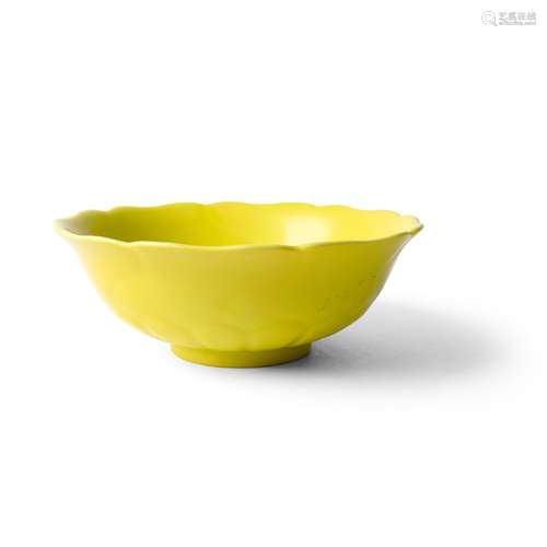 LEMON-YELLOW-GLAZED FOLIATED BOWL QING DYNASTY, DAOGUANG MAR...