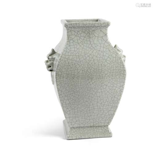 GE-TYPE CRACKLE-GLAZED SQUARE VASE