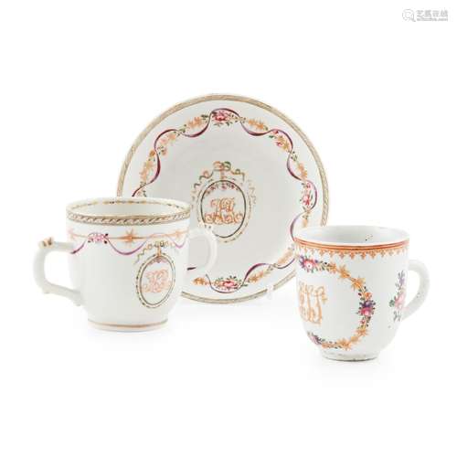 GROUP OF THREE EXPORT FAMILLE ROSE WARES QING DYNASTY, 18TH ...