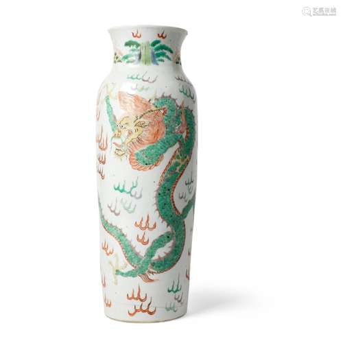 WUCAI 'DRAGON' SLEEVE VASE QING DYNASTY, 18TH CENTURY